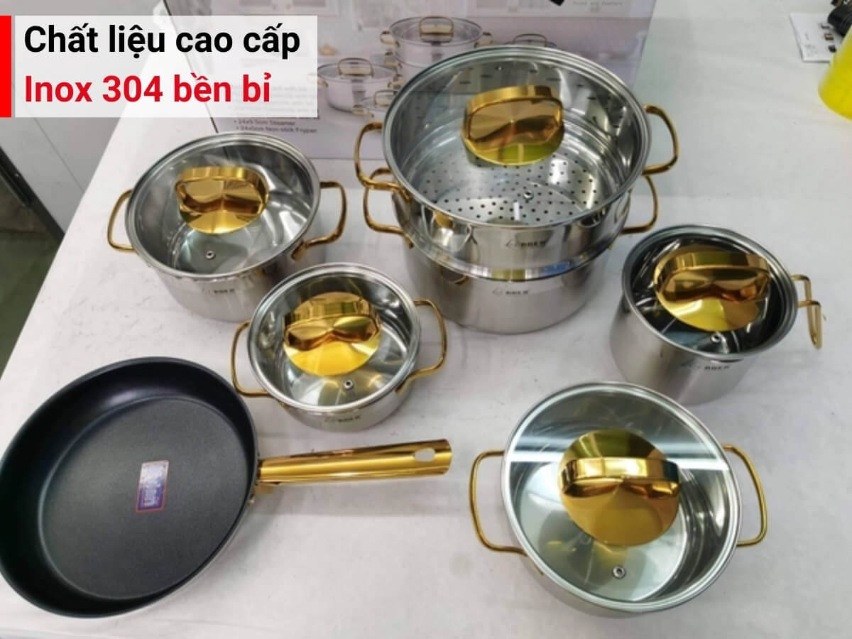 bộ nồi inox arber gold max 7 món