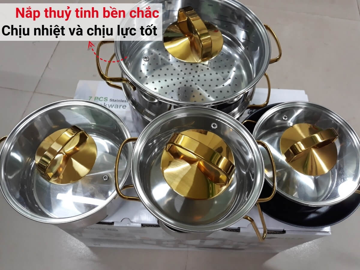 bộ nồi inox arber gold max 7 món