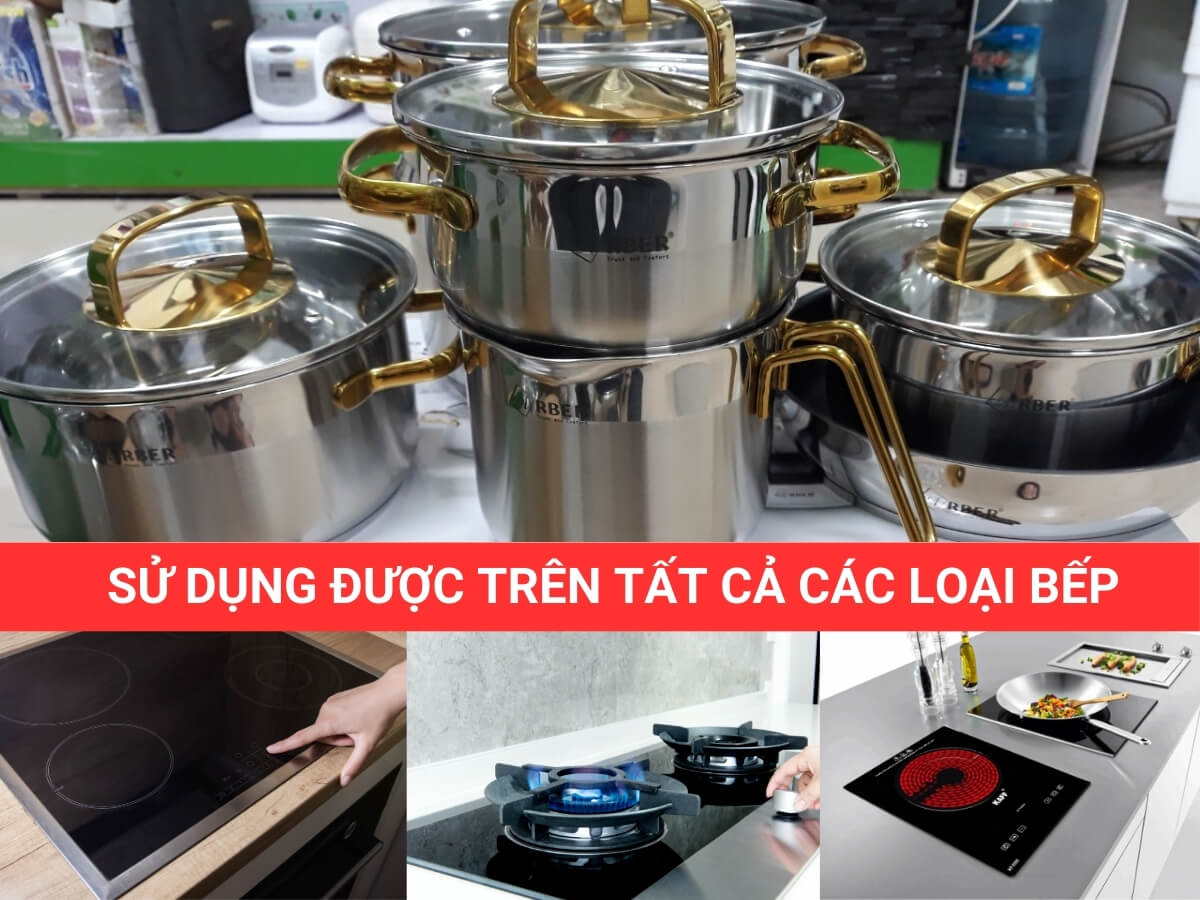 bộ nồi inox arber gold max 7 món