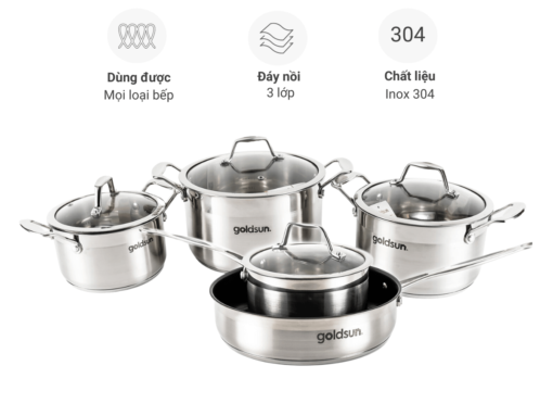 bộ nồi inox goldsun gh10-5309sg 5 món