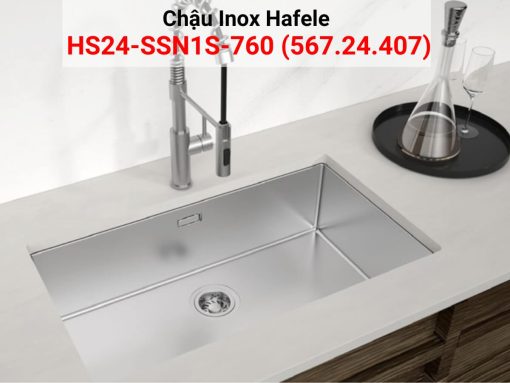 Kích thước chậu inox Hafele HS24-SSN1S-760 (567.24.407) và kích thước lắp đặt