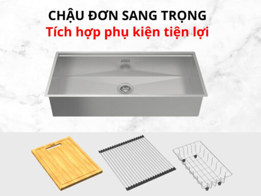 Thiết kế chậu đơn sang trọng, tích hợp phụ kiện tiện lợi