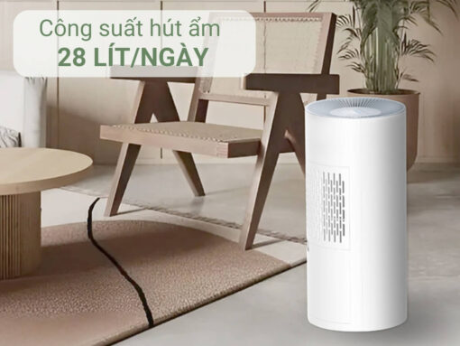 Công suất hút ẩm 28 lít/ngày, diện tích sử dụng 125m²