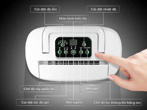 máy hút ẩm và lọc không khí elmich de-3923 (4) Điều khiển nút bấm điện tử tiếng Việt dễ sử dụng