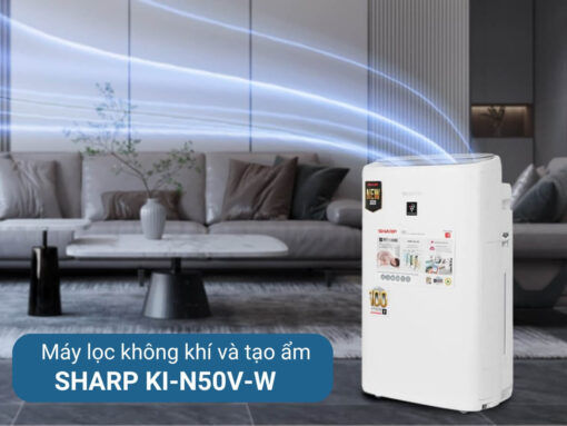 máy lọc không khí và tạo ẩm sharp ki-n50v-w