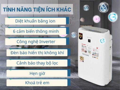 máy lọc không khí và tạo ẩm sharp ki-n50v-w