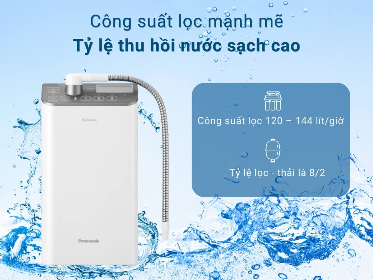 Công suất lọc mạnh mẽ 120 – 144 lít/giờ