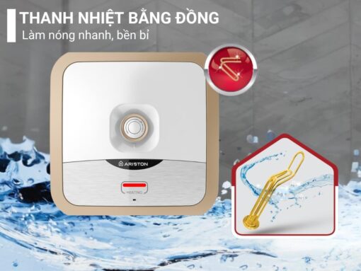 máy nước nóng ariston an2 15 rs 2.5 fe (2) Thanh nhiệt bằng đồng làm nóng nhanh, bền bỉ