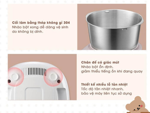 máy trộn bột bear dm-b50v1 5l (3) Chất liệu cao cấp, an toàn