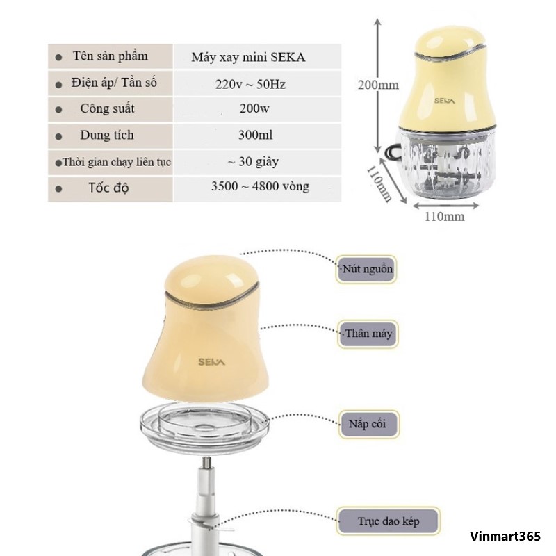 Chi tiết máy xay thịt Seka SK1396