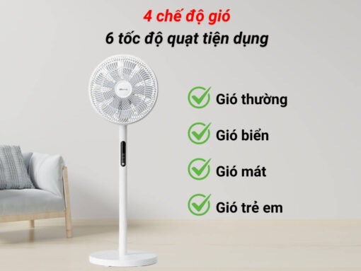 4 chế độ gió, 6 tốc độ quạt tiện dụng
