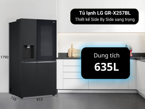 Tủ lạnh LG GR-X257BL thiết kế Side By Side sang trọng
