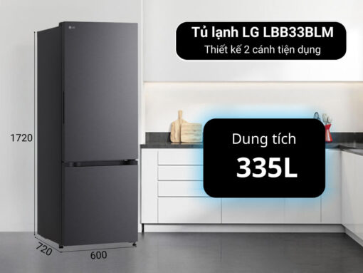 Tủ lạnh LG LBB33BLM thiết kế ngăn đá dưới hiện đại, sang trọng