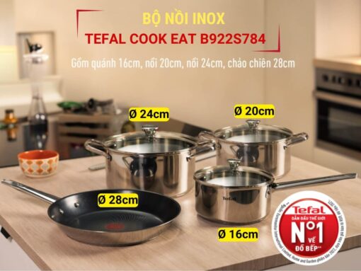 bộ nồi inox tefal cook eat b922s784 4 món
