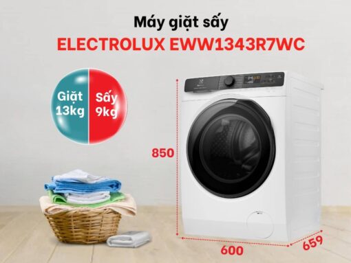máy giặt sấy electrolux eww1343r7wc Máy giặt sấy Electrolux EWW1343R7WC thiết kế cửa trước hiện đại, khối lượng giặt 13kg – sấy 9kg