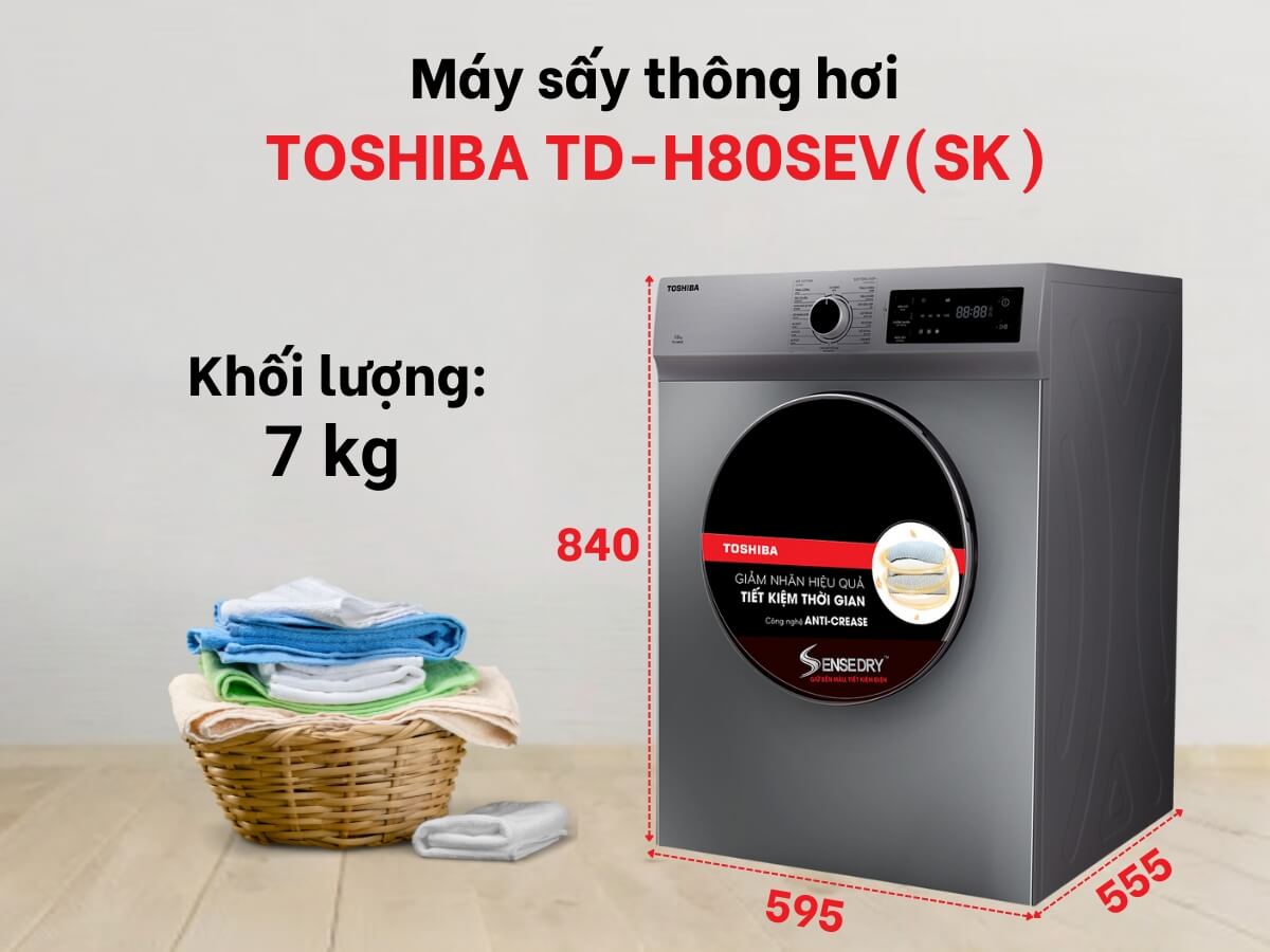 Máy sấy Toshiba TD-H80SEV(SK) 7kg