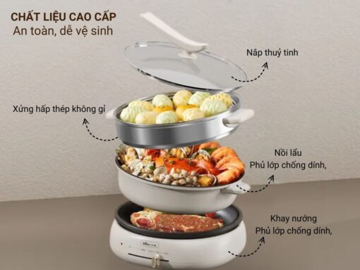 nồi lẩu hấp nướng bear dhg-c40w2