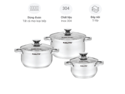 bộ nồi inox kalite kl351 3 món