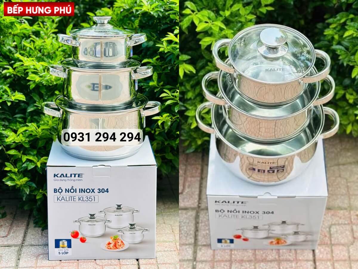 bộ nồi inox kalite kl351 3 món