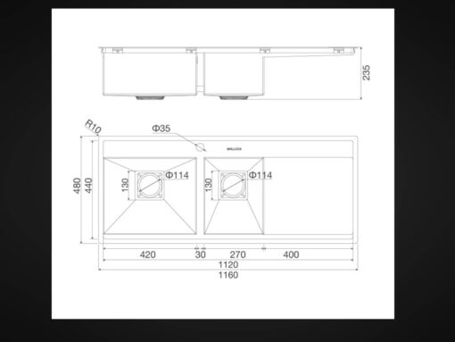 chậu inox malloca ms 6306 st