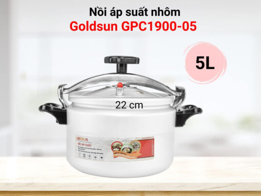nồi áp suất nhôm goldsun gpc1900-05 (2) Nồi áp suất nhôm Goldsun GPC1900-05 dung tích 5 lít, thiết kế đẹp mắt