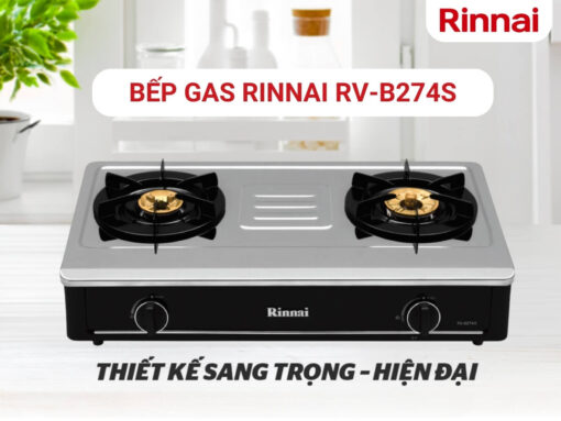 Bếp gas Rinnai RV-B274S thiết kế bếp đôi để bàn tiện dụng