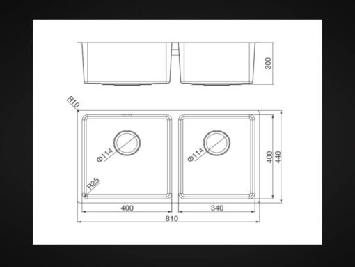 Kích thước chậu inox Malloca MS 6081 và kích thước lắp đặt
