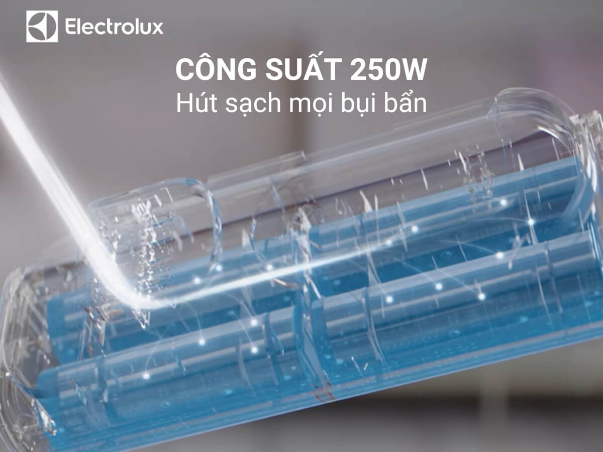 Động cơ kỹ thuật số bền bỉ, công suất 250W hút sạch mọi bụi bẩn