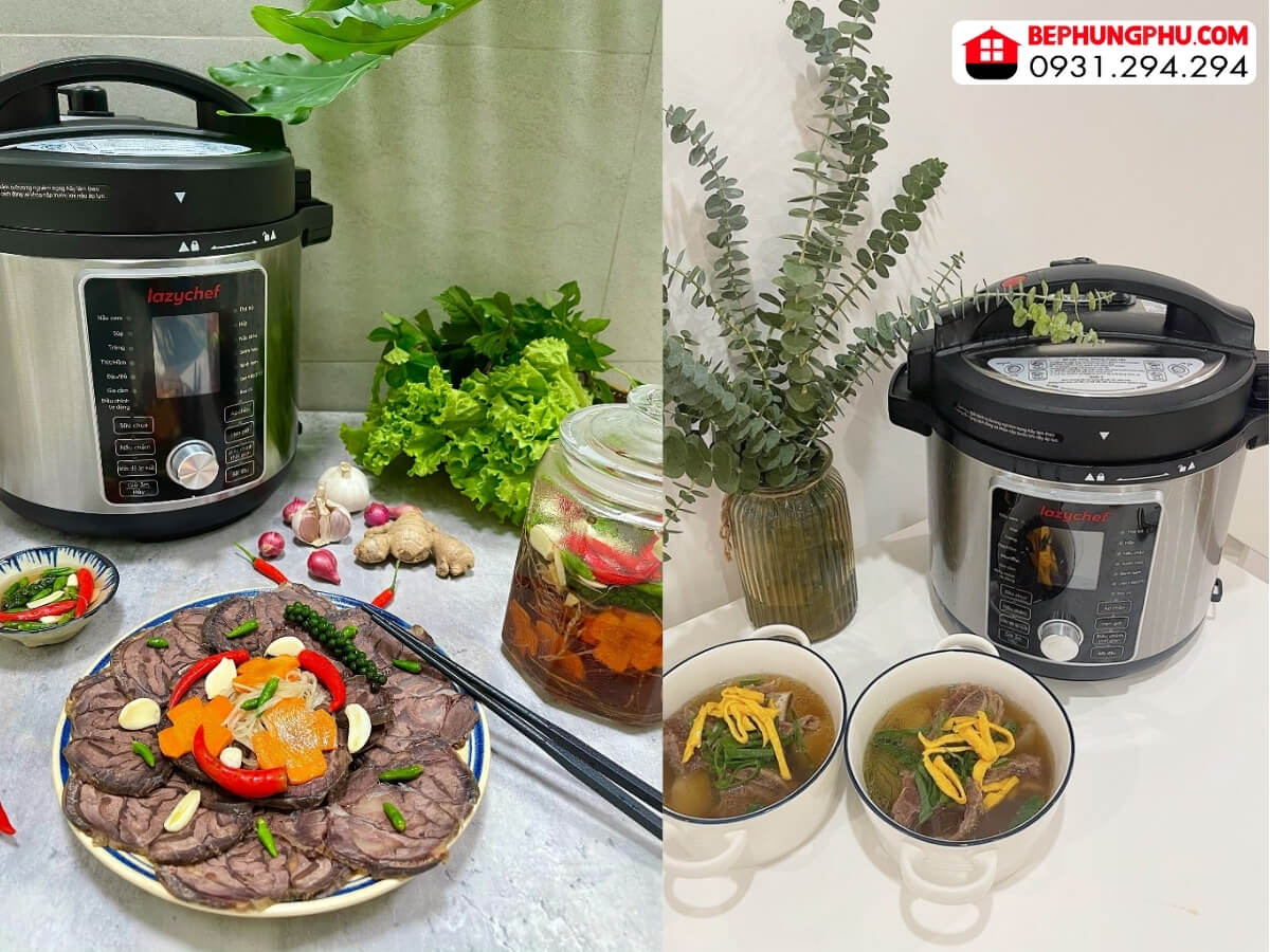 nồi áp suất kiêm chiên không dầu lazychef 16in1