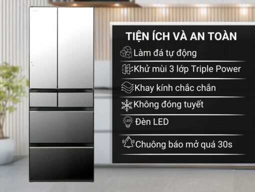 tủ lạnh hitachi r-hw620rv x inverter 617l