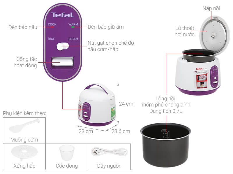 nồi cơm điện tefal rk224168