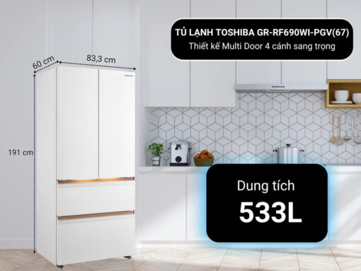 tủ lạnh toshiba gr-rf690wi-pgv(67) inverter 533l