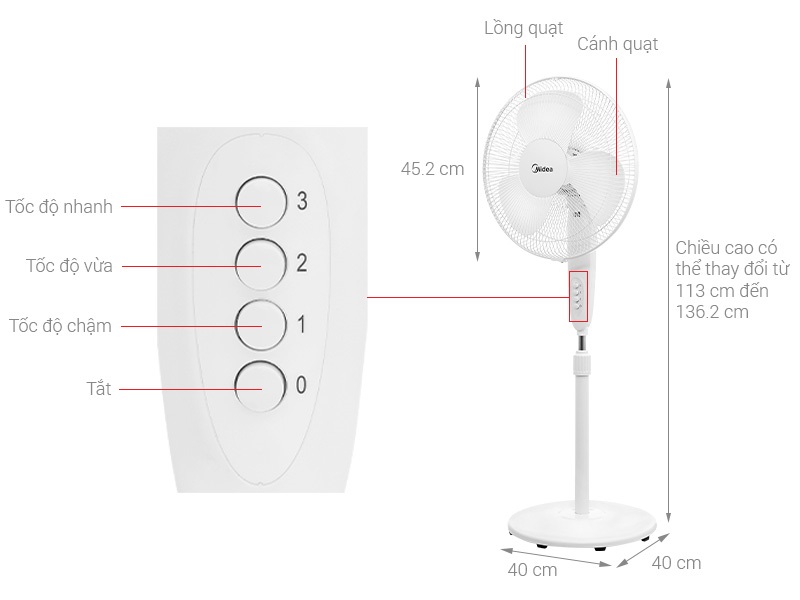 Quạt đứng Midea MFS400M0BPW