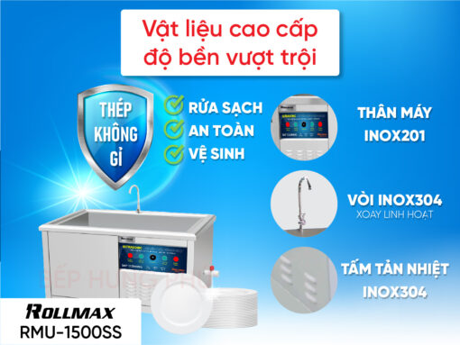 Máy rửa chén công nghiệp Rollmax RMU-1500SS