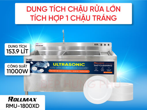 Máy rửa chén công nghiệp Rollmax RMU-1800XD