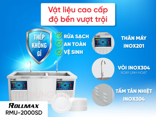 Máy rửa chén công nghiệp Rollmax RMU-2000SD