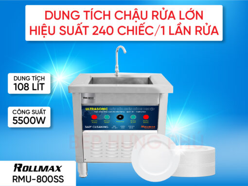 Máy rửa chén công nghiệp Rollmax RMU-800SS
