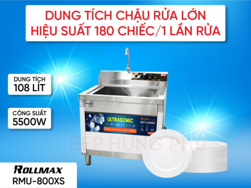 Máy rửa chén công nghiệp Rollmax RMU-800XS