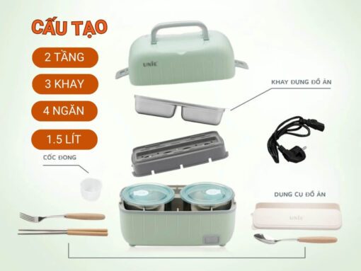 hộp cơm cắm điện unie uv-p1 (xanh) (4)
