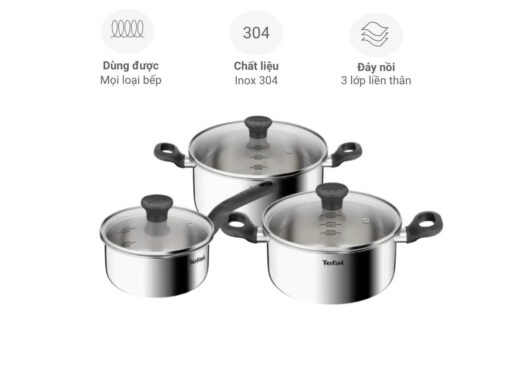 bộ nồi inox tefal starter e325s695 3 món