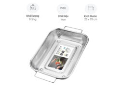 Rổ inox gác chậu 25*33cm KIB-6544