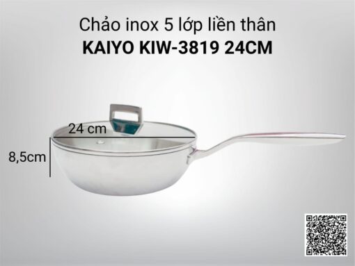 chảo inox 5 lớp liền thân kaiyo kiw-3819 24cm (2)