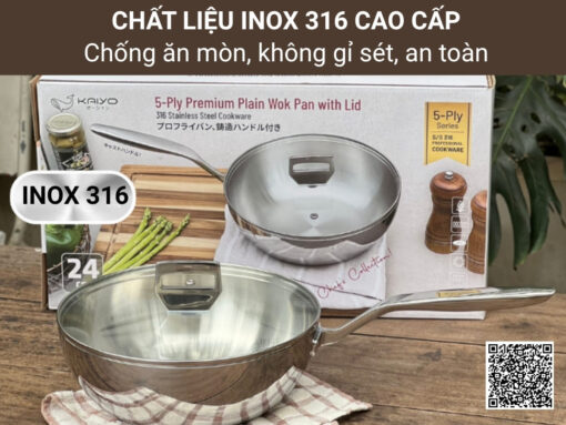chảo inox 5 lớp liền thân kaiyo kiw-3819 24cm (3)