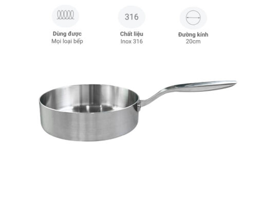 chảo inox 5 lớp liền thân kaiyo ksp-3833 20cm