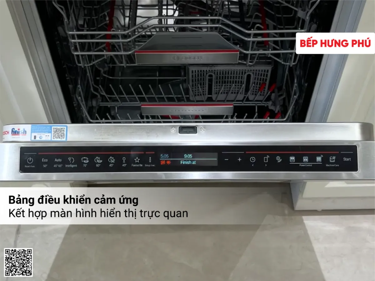 Bảng điều khiển cảm ứng kết hợp màn hình hiển thị máy rửa bát Bosch SMI8ZDS81T