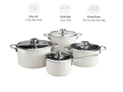 Bộ nồi inox So Home Sydney Australia 4 món (Trắng)