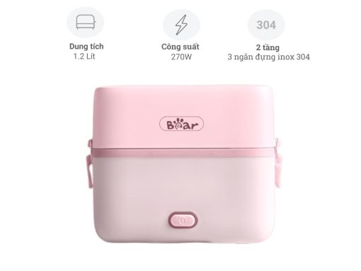 hộp cơm cắm điện bear sb-hc12l (hồng)