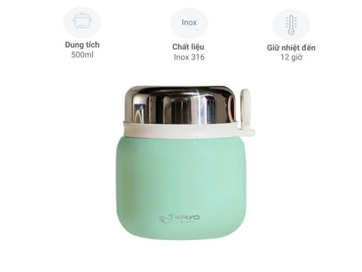 hộp giữ nhiệt kaiyo 500ml (xanh mint)