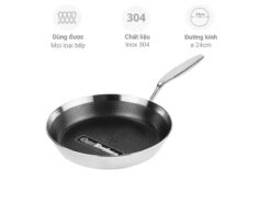 Chảo inox 3 lớp liền thân Tri-Ply Kaiyo KNF24