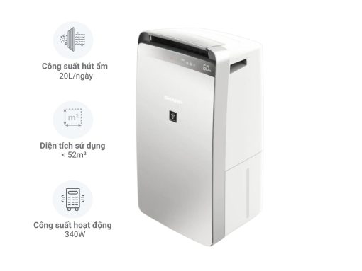 máy hút ẩm và lọc không khí sharp dw-j20fv-w
